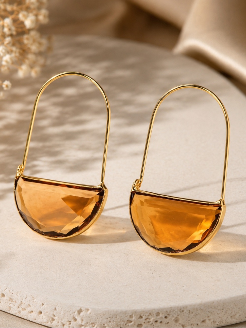 Golden Amber  Drop Earrings